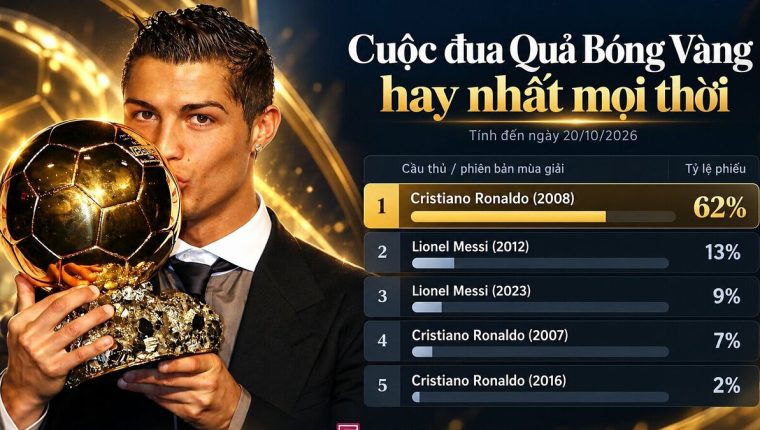 Ronaldo áp đảo Messi trong cuộc đua Bóng Vàng